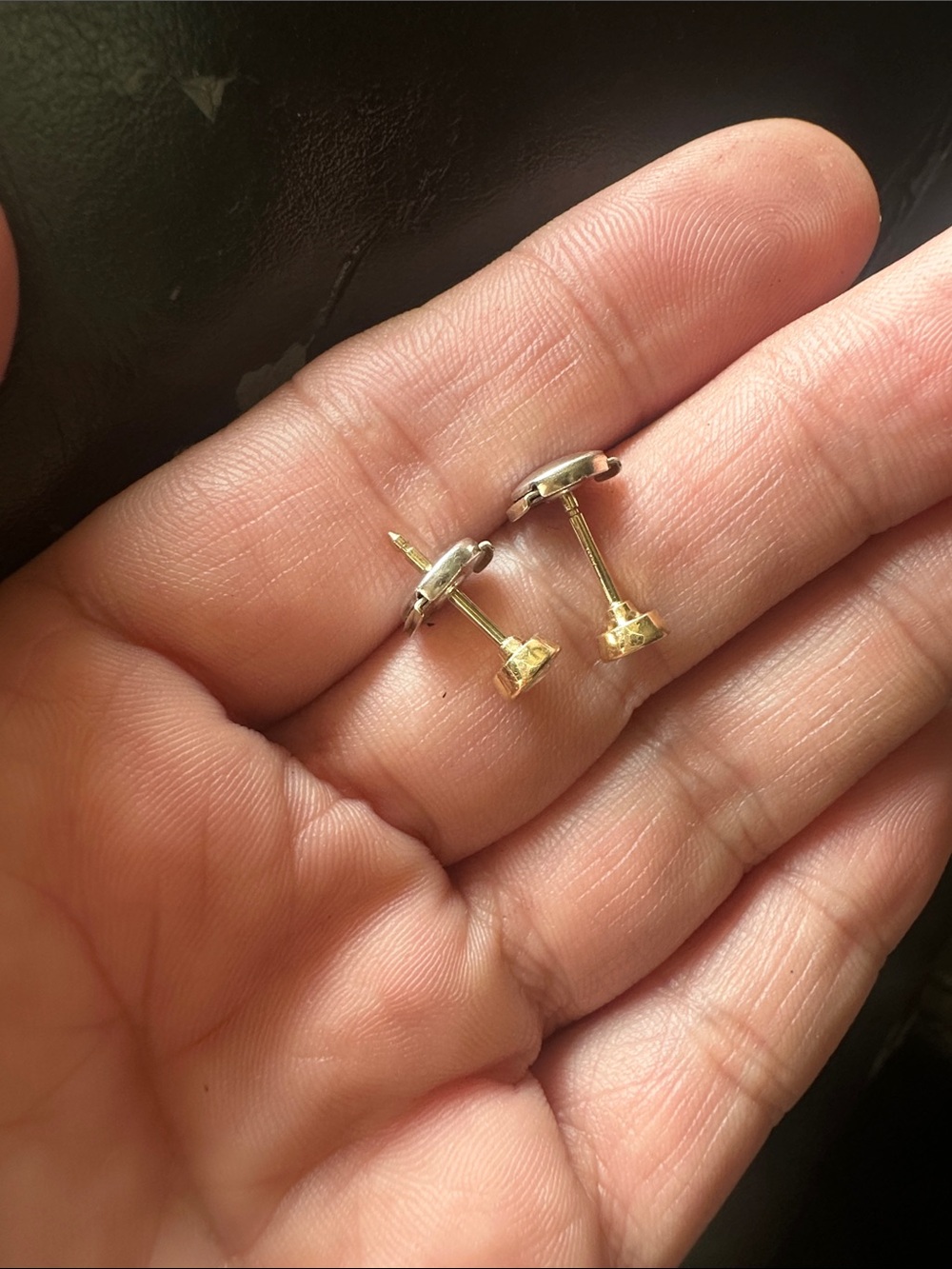 18k Gold Bezel Cut Diamond Stud Earrings - Picture 2 of 6